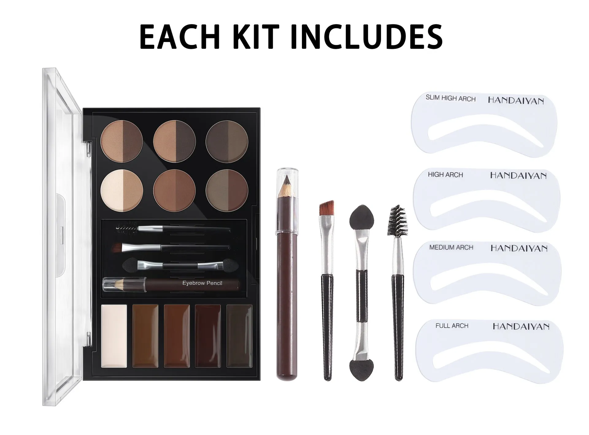 GMA013 - Professional Eyebrow Makeup Powder & Stencil Set