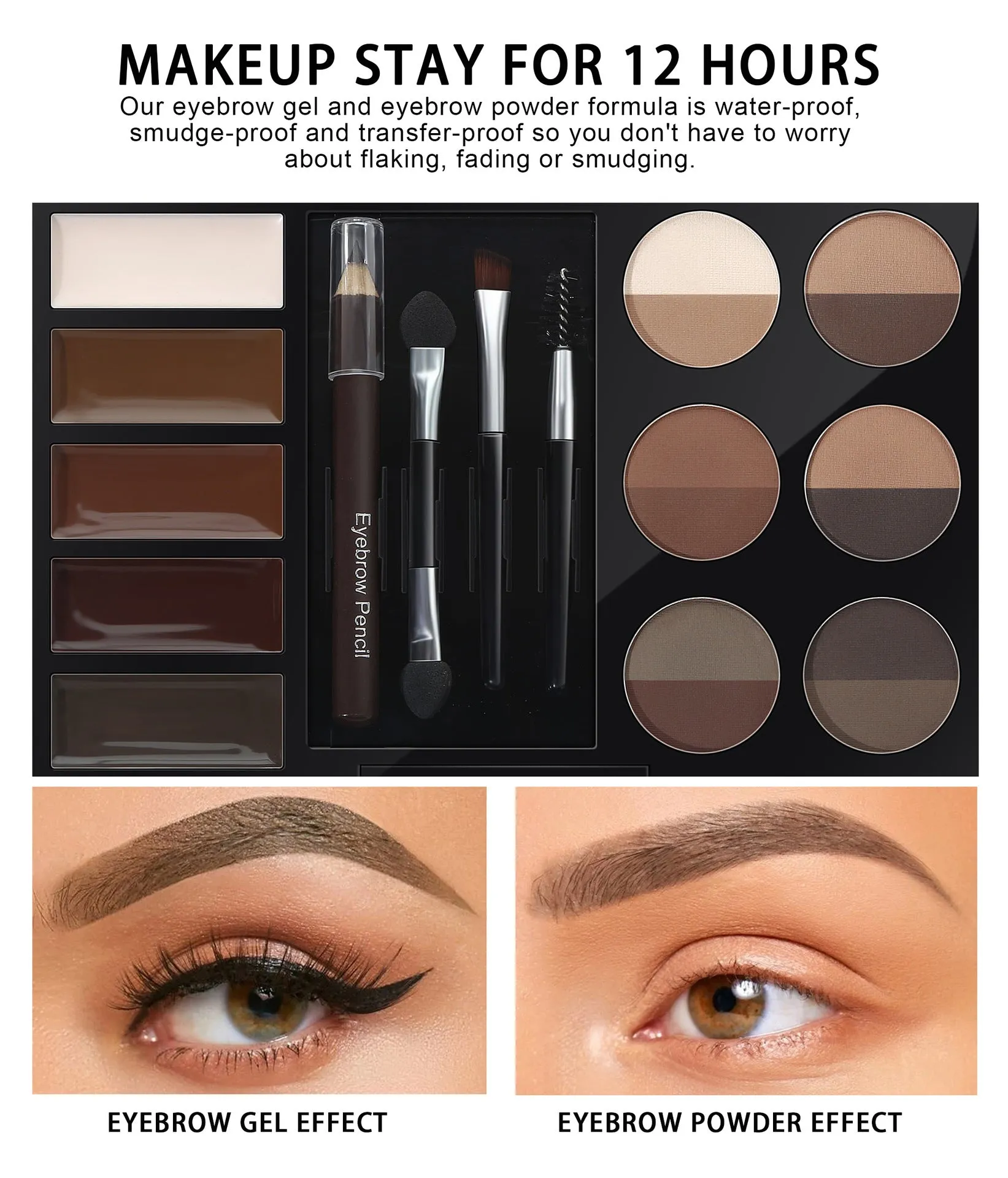 GMA013 - Professional Eyebrow Makeup Powder & Stencil Set