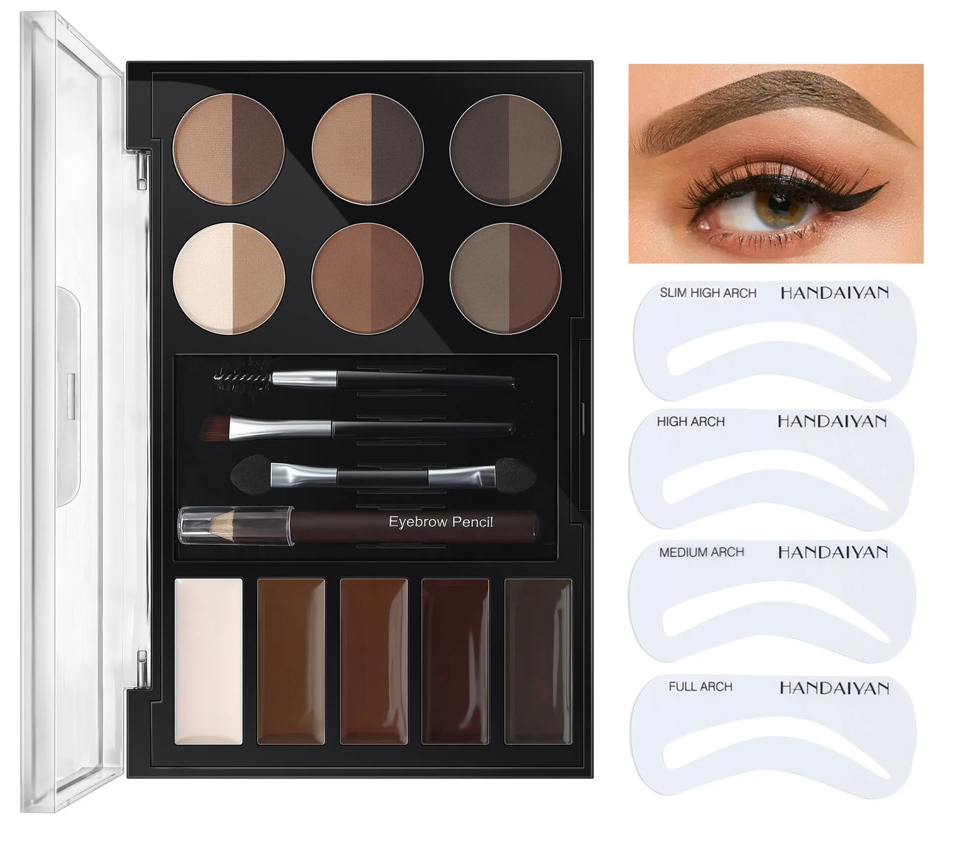 GMA013 - Professional Eyebrow Makeup Powder & Stencil Set