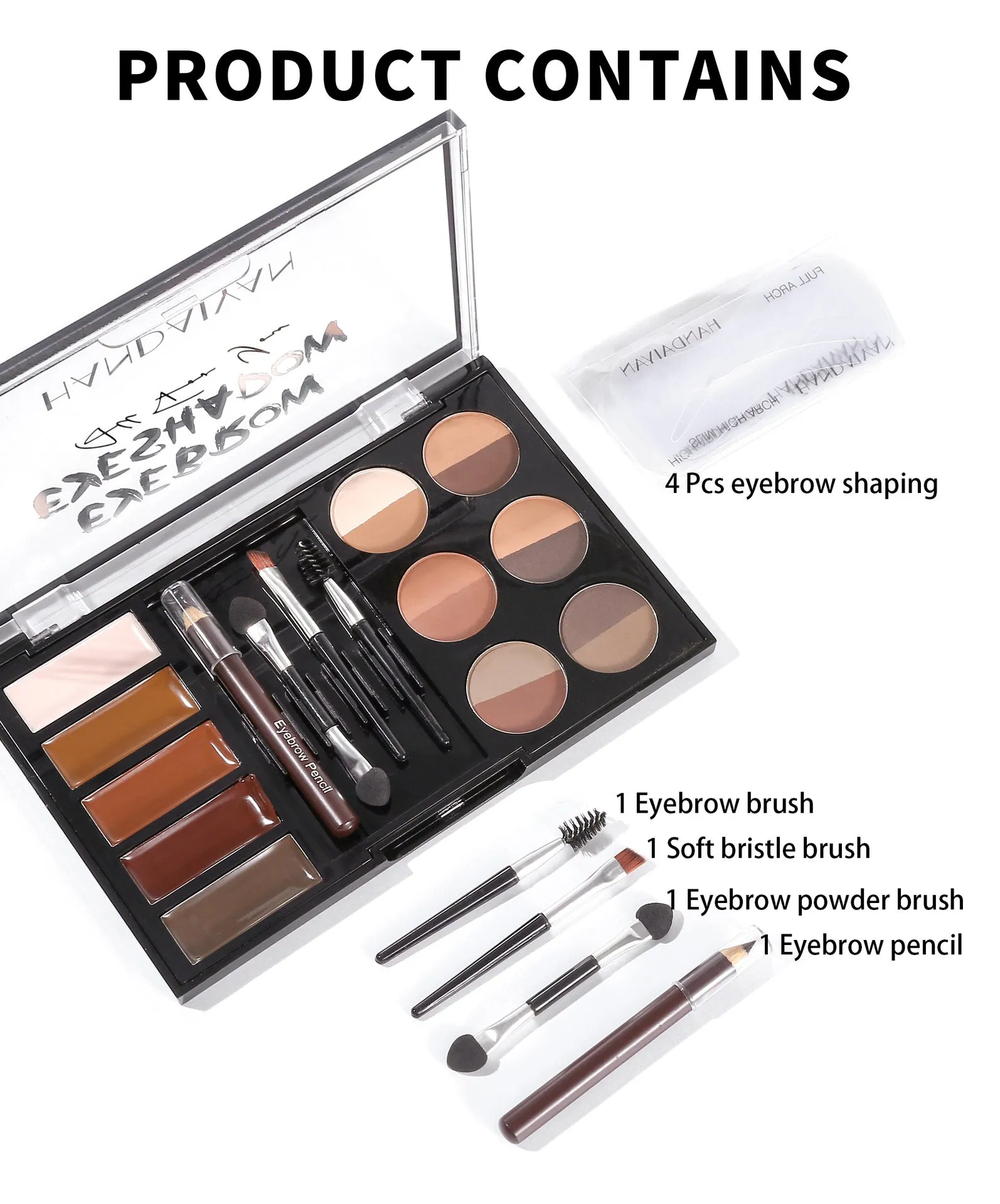 GMA013 - Professional Eyebrow Makeup Powder & Stencil Set