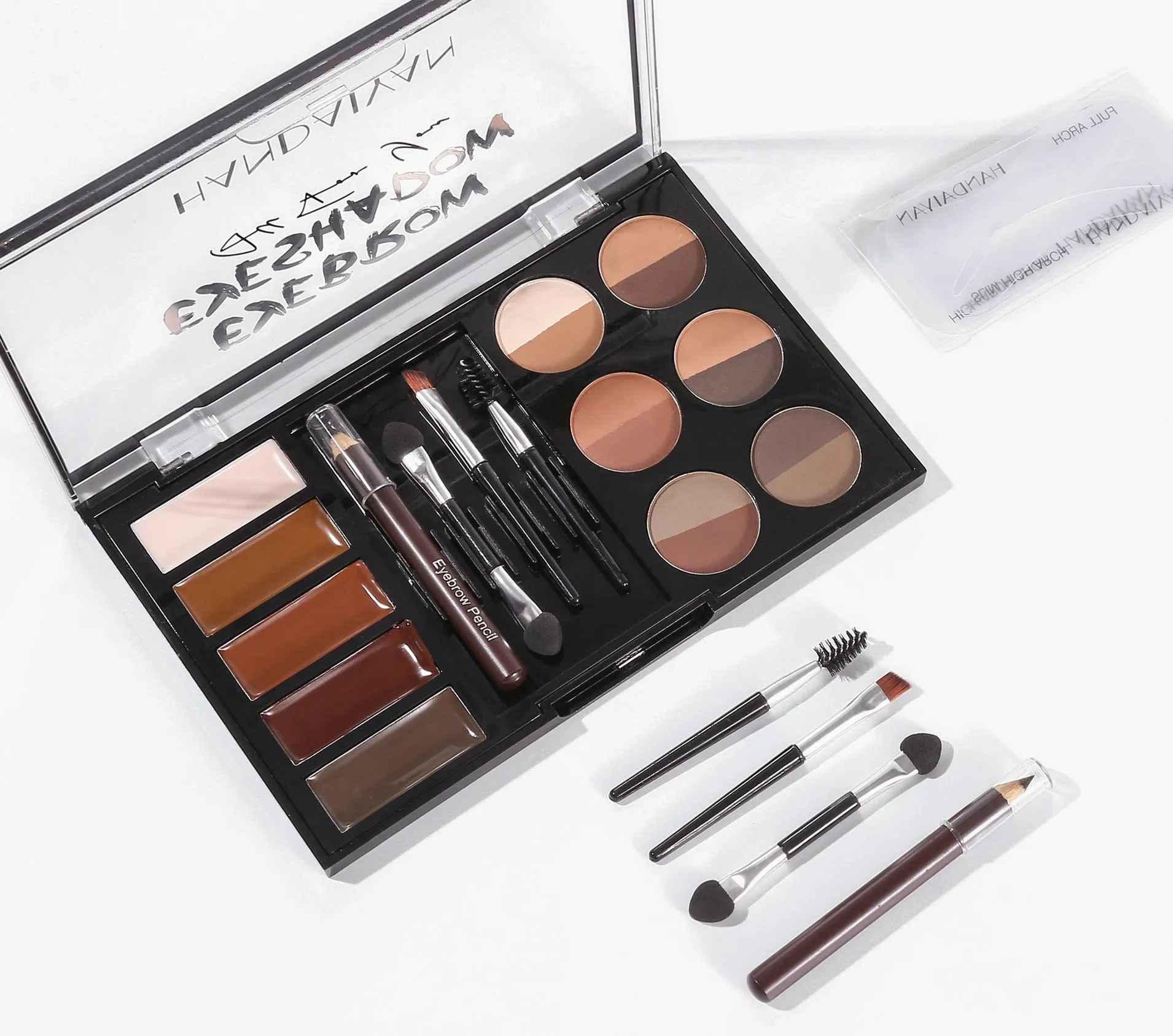 GMA013 - Professional Eyebrow Makeup Powder & Stencil Set