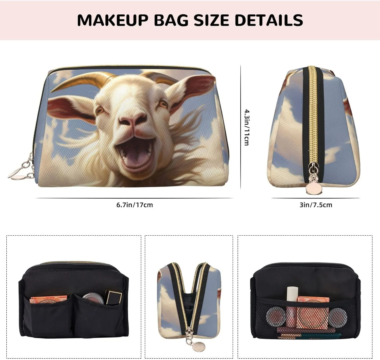 Goat Frolic Travel-Ready Toiletry Bag, Compact Makeup Organizer For Women