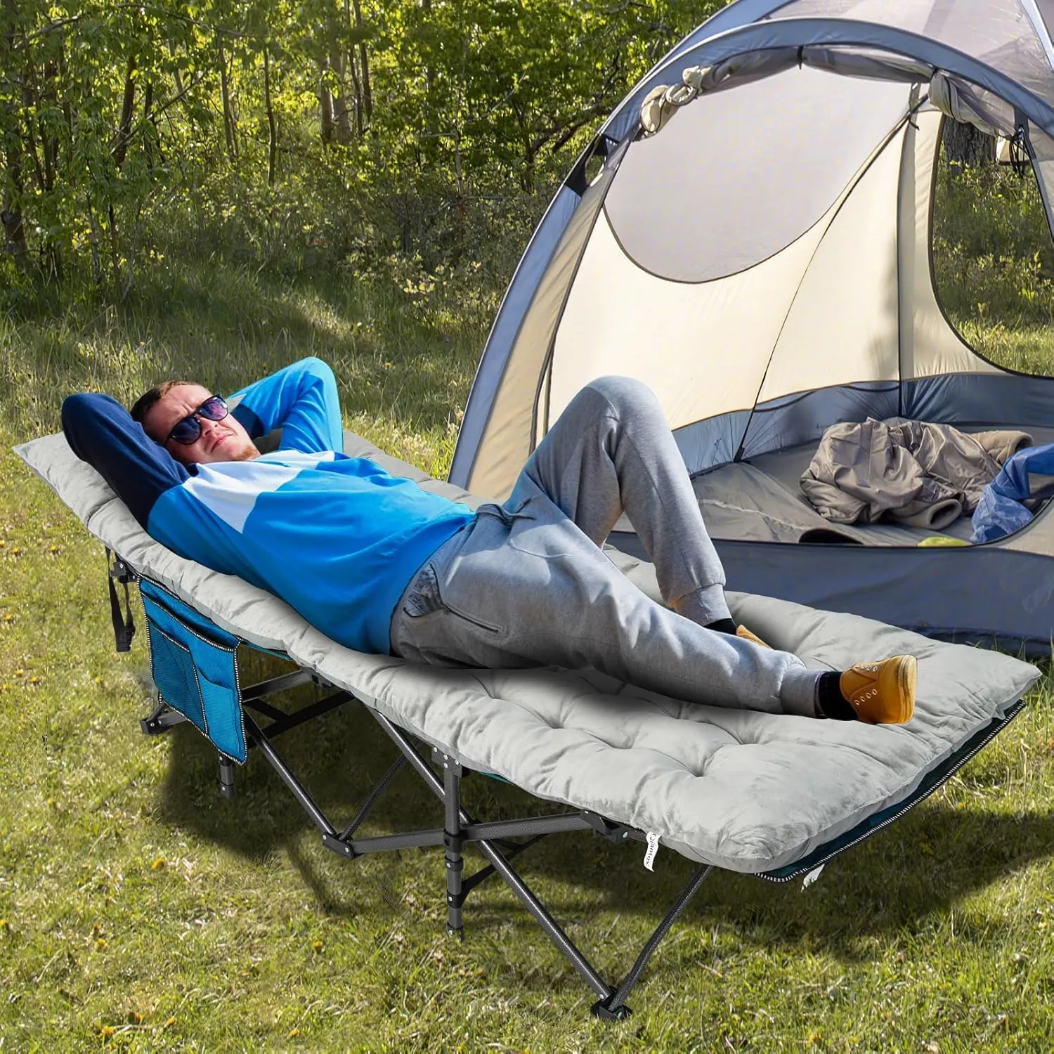 GOFLAME Camping Cot Mattress, Sleeping Cot Pad with Soft and Breathable Crystal Velvet, 75” x 27.5” Lightweight Comfortable Camping Cot Pad for Outdoor Hiking Vacation Traveling