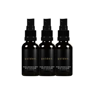Golden Grooming Beard Growth Spray – Natural Biotin & Vitamin E Formula to Boost Beard Growth, Thickness & Strength (3-pack)
