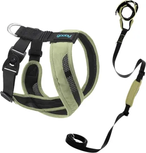Gooby Comfort X One Harness and Wristband Surfer Leash with Traffic Handle Set-Portland Green, 2X-Small, 6 FT-Escape Free and Choke Free Shock Absorbing Harness and Handsfree Leash with Dual Handle