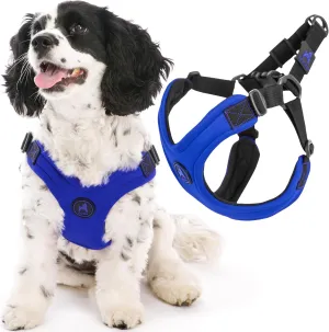 Gooby - Escape Free Sport Harness, Small Dog Step-In Neoprene Harness for Dogs that Like to Escape Their Harness, Blue, Small