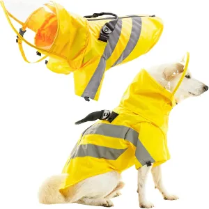 Gooby Wind Runner Anorak with Visor - Lightweight Waterproof Dog Rain Jacket, Built-in Harness, Reflective Linings, Pull Handle, Reversed Zipper Closure - Rain Coat for Dogs - Yellow, Small