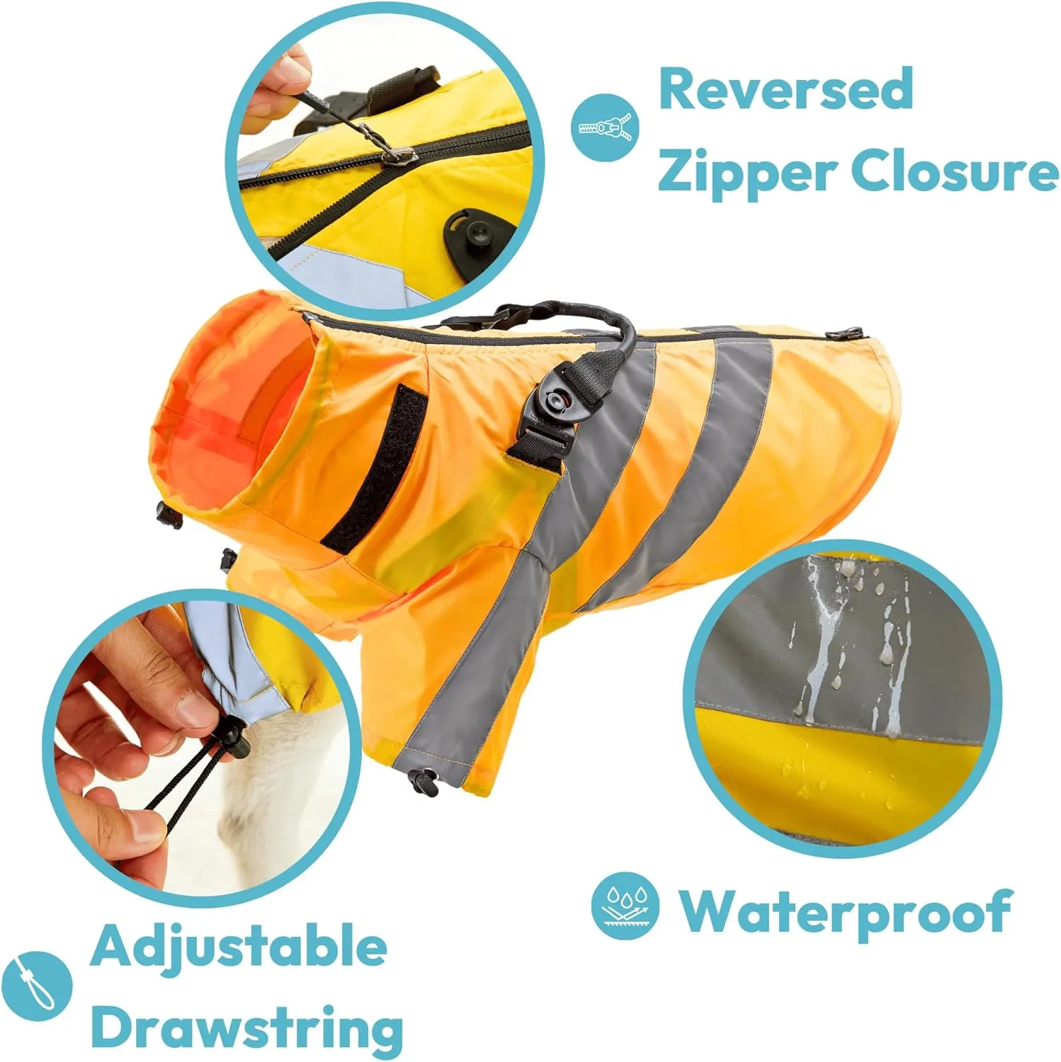 Gooby Wind Runner Anorak with Visor - Lightweight Waterproof Dog Rain Jacket, Built-in Harness, Reflective Linings, Pull Handle, Reversed Zipper Closure - Rain Coat for Dogs - Yellow, Small