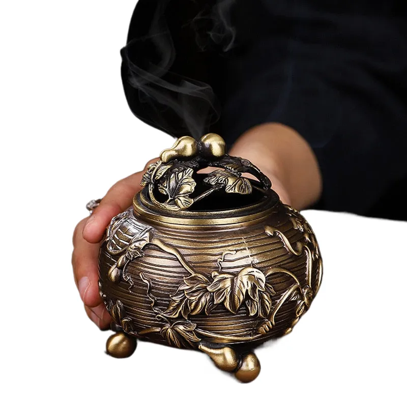 Gourd Rattan Stove Copper Incense Burner Copper Metal Crafts Incense Burner Creative Handicraft Ornaments Copper Incense Burner