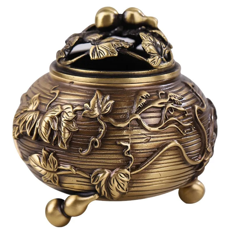 Gourd Rattan Stove Copper Incense Burner Copper Metal Crafts Incense Burner Creative Handicraft Ornaments Copper Incense Burner