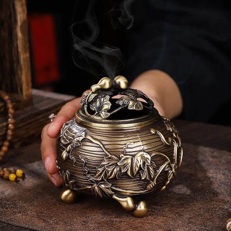 Gourd Rattan Stove Copper Incense Burner Copper Metal Crafts Incense Burner Creative Handicraft Ornaments Copper Incense Burner