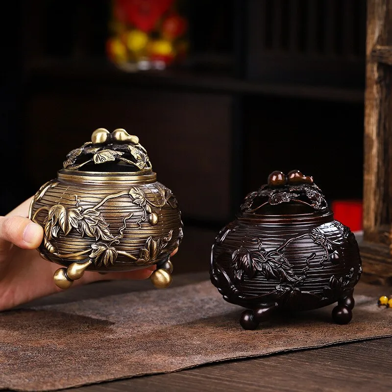 Gourd Rattan Stove Copper Incense Burner Copper Metal Crafts Incense Burner Creative Handicraft Ornaments Copper Incense Burner