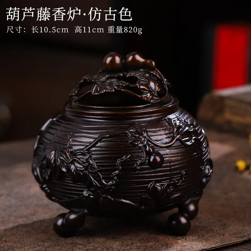 Gourd Rattan Stove Copper Incense Burner Copper Metal Crafts Incense Burner Creative Handicraft Ornaments Copper Incense Burner