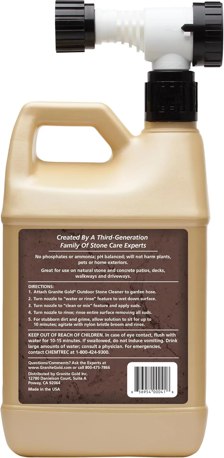 Granite Gold Outdoor Stone Cleaner - Deep Cleans Stone And Concrete Patios, Decks, Driveways - 64 Ounces, Model:GG0041