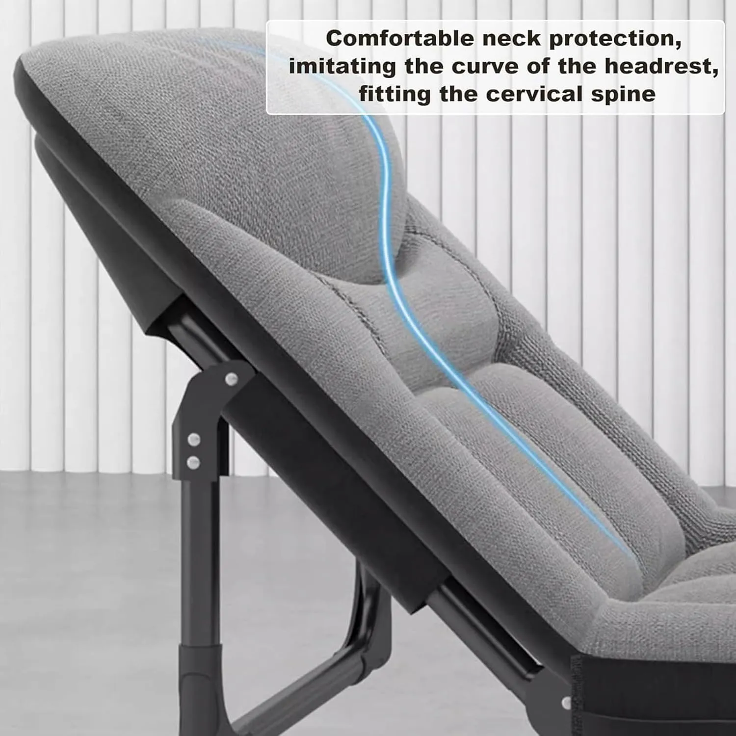 Gray, Folding Camping Cot for Adults with Mattress, Comfortable 6-Position Adjustable Chaise Lounge Chair, Heavy Duty Sleeping Bed for Outdoor,Tents,Fishing,Picnic,Hospital,Guest Bed