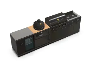 GRLLR Outdoor Kitchen 5 Burner BBQ, Stove unit,Fridge, and Kamado