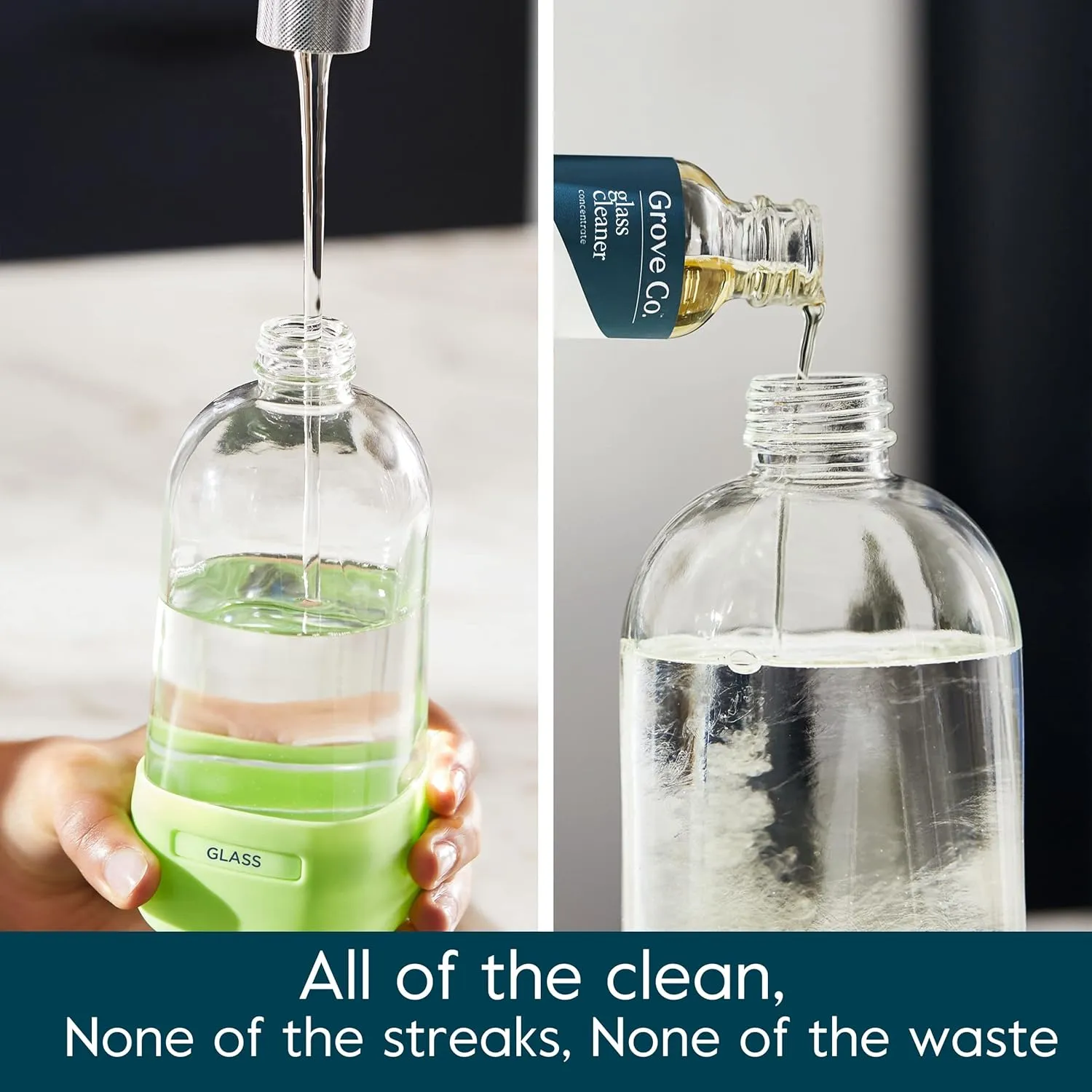 Grove Co. Glass Cleaner, Refill Concentrate (6 x 1 Fl Oz) Streak Free, Plant-Based Household Cleaning Supplies, No Plastic Waste, 100% Natural Lemon & Eucalyptus Fragrance, 3 x 2 Pack Refills