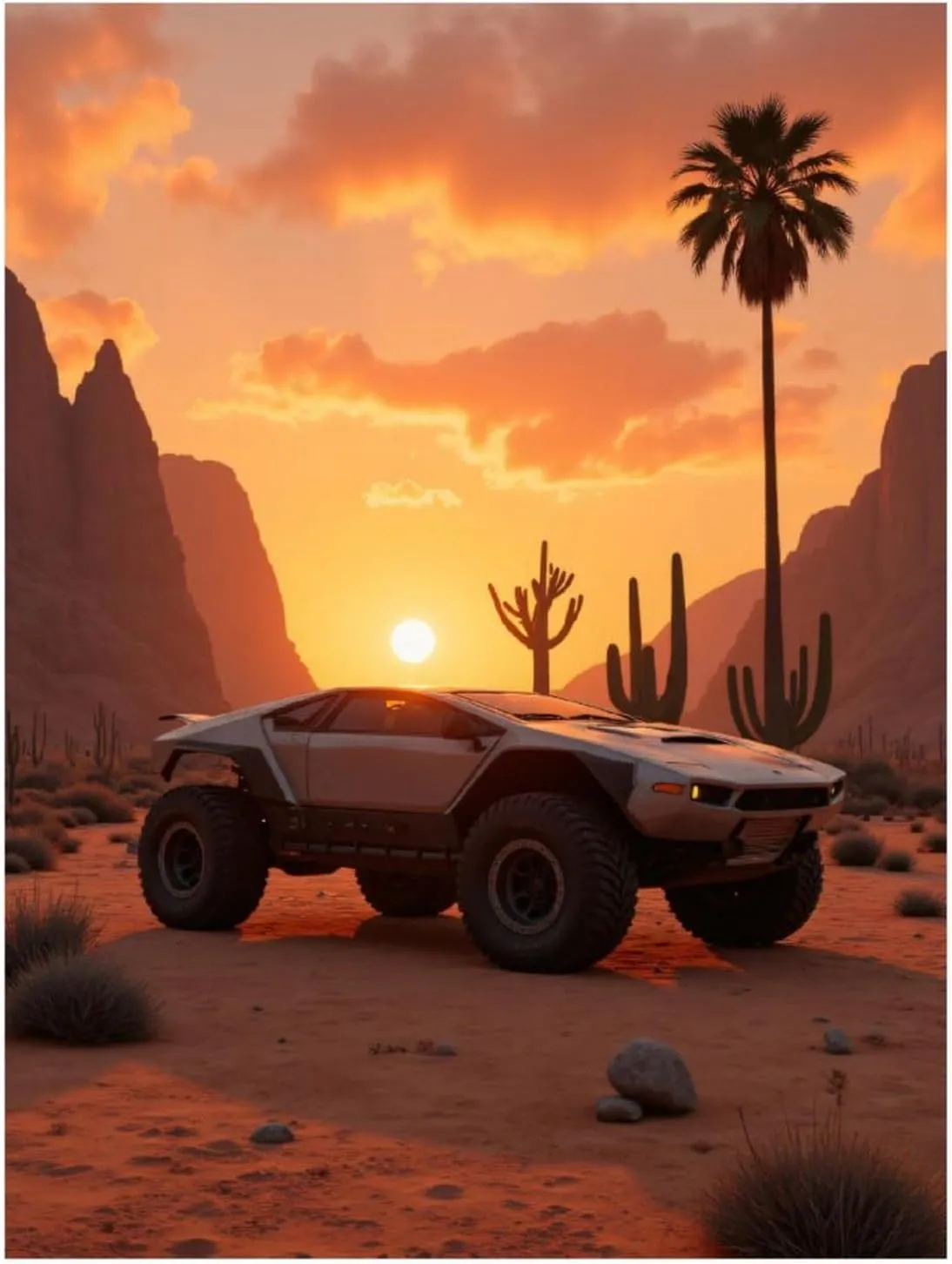 GVYGVY Offroad Desert Sunset Adventure Diamond Art Kits for Adults, 5d DIY Full Drill Diamond Painting Kits for Adults Beginners, Diamond Painting Kit for Wall Home Decor(No Frame) 12x16 Inch