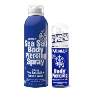 H2Ocean Sea Salt Body Piercing Spray 6oz   Body Piercing Foam Soap Sea Salt Piercing Aftercare 1.7oz
