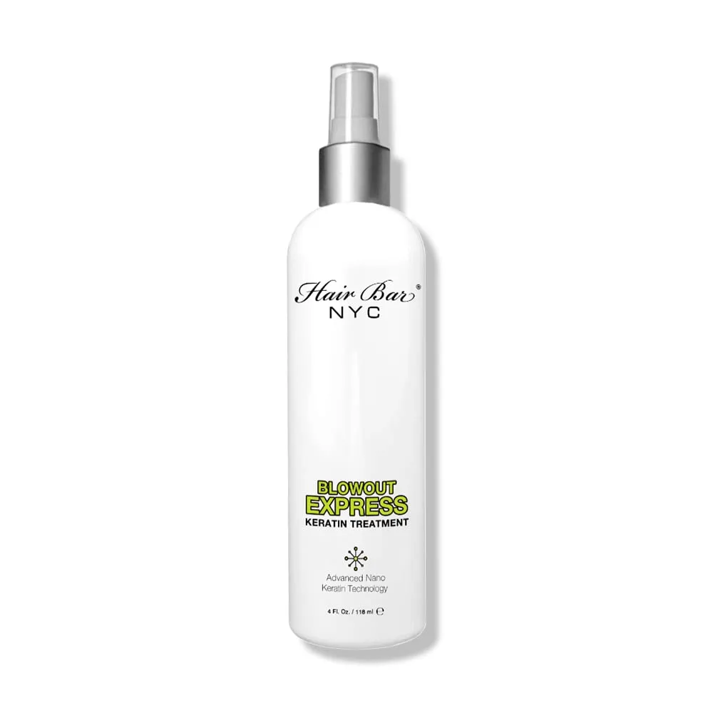 Hair Bar NYC Brazilian Blowout Express Keratin Treatment - Quick Keratin Spray, Anti Frizz, Smoothing, Long Lasting, Salon Product, 118ml /4 floz