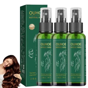 Hair Growth Spray, OUHOE Tonico Para Crecimiento Del Cabello, Natural Herbs Ginseng Hair Tonic, Generic Stronger and Hair Thickening, Non-greasy Nourishing Hair Mist for Women & Men (3Pcs)