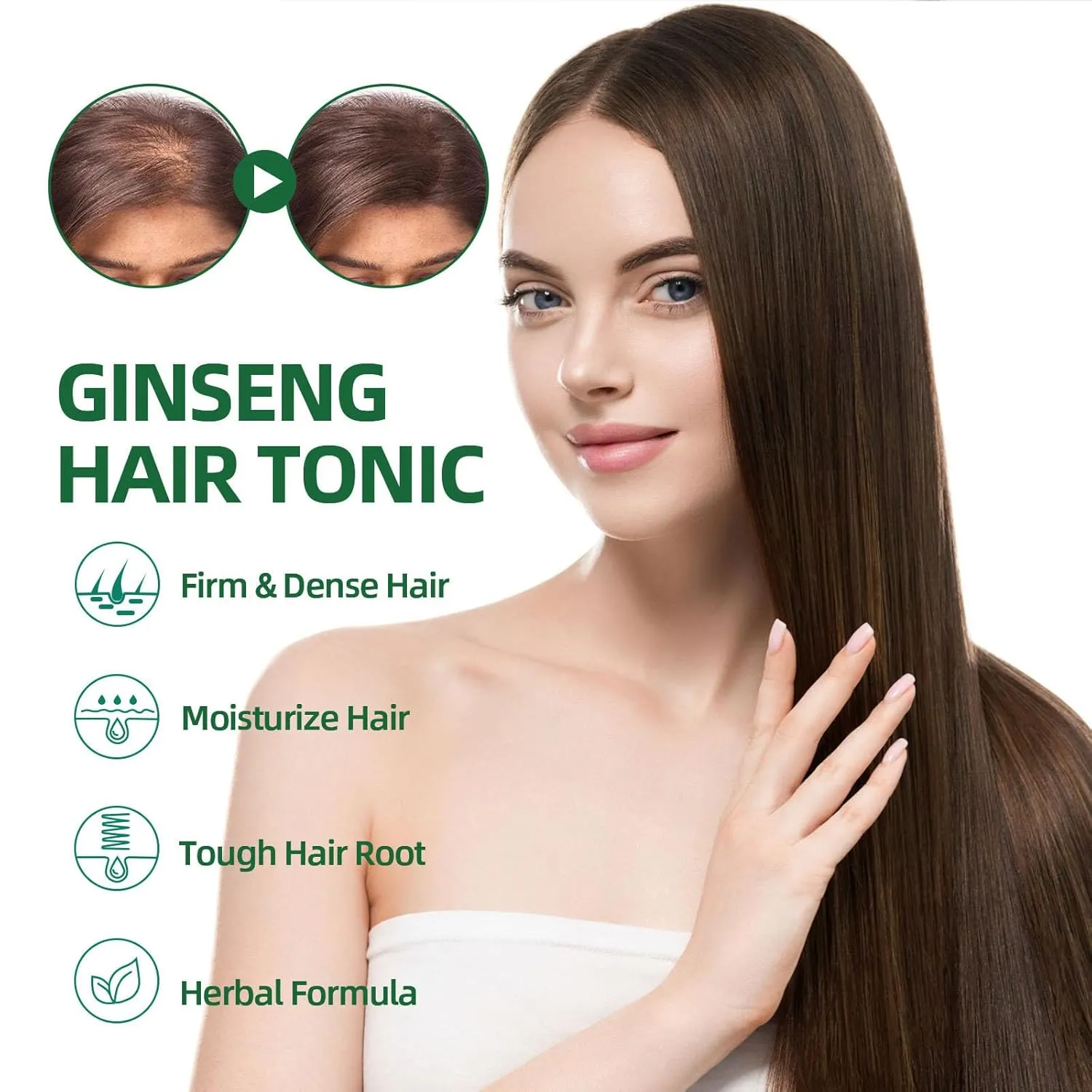 Hair Growth Spray, OUHOE Tonico Para Crecimiento Del Cabello, Natural Herbs Ginseng Hair Tonic, Generic Stronger and Hair Thickening, Non-greasy Nourishing Hair Mist for Women & Men (3Pcs)