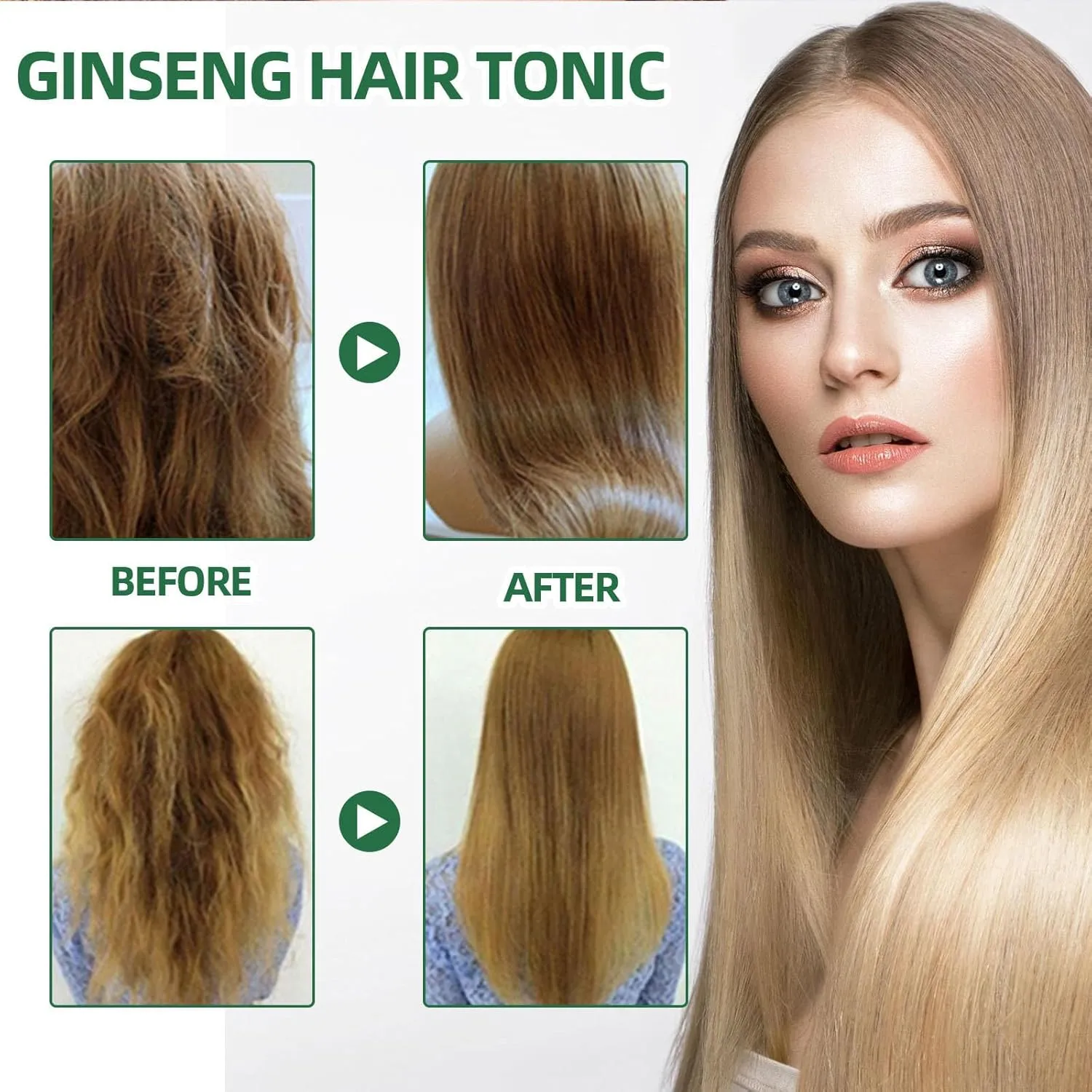 Hair Growth Spray, OUHOE Tonico Para Crecimiento Del Cabello, Natural Herbs Ginseng Hair Tonic, Generic Stronger and Hair Thickening, Non-greasy Nourishing Hair Mist for Women & Men (3Pcs)