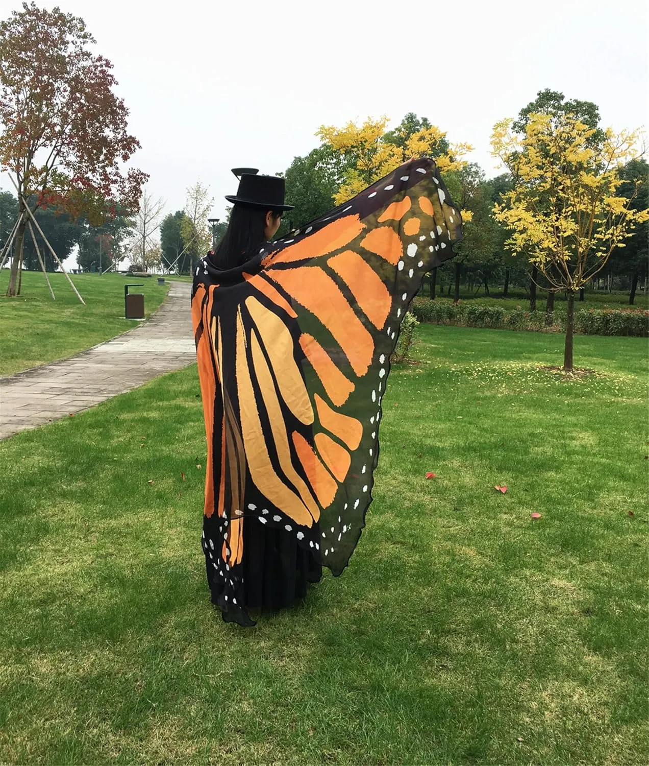Halloween Butterfly Wings Costume for Women Girls Printed Moth Cape Shawl Wrap Moth Butterfly Cloak