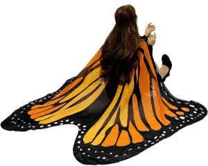 Halloween Butterfly Wings Costume for Women Girls Printed Moth Cape Shawl Wrap Moth Butterfly Cloak