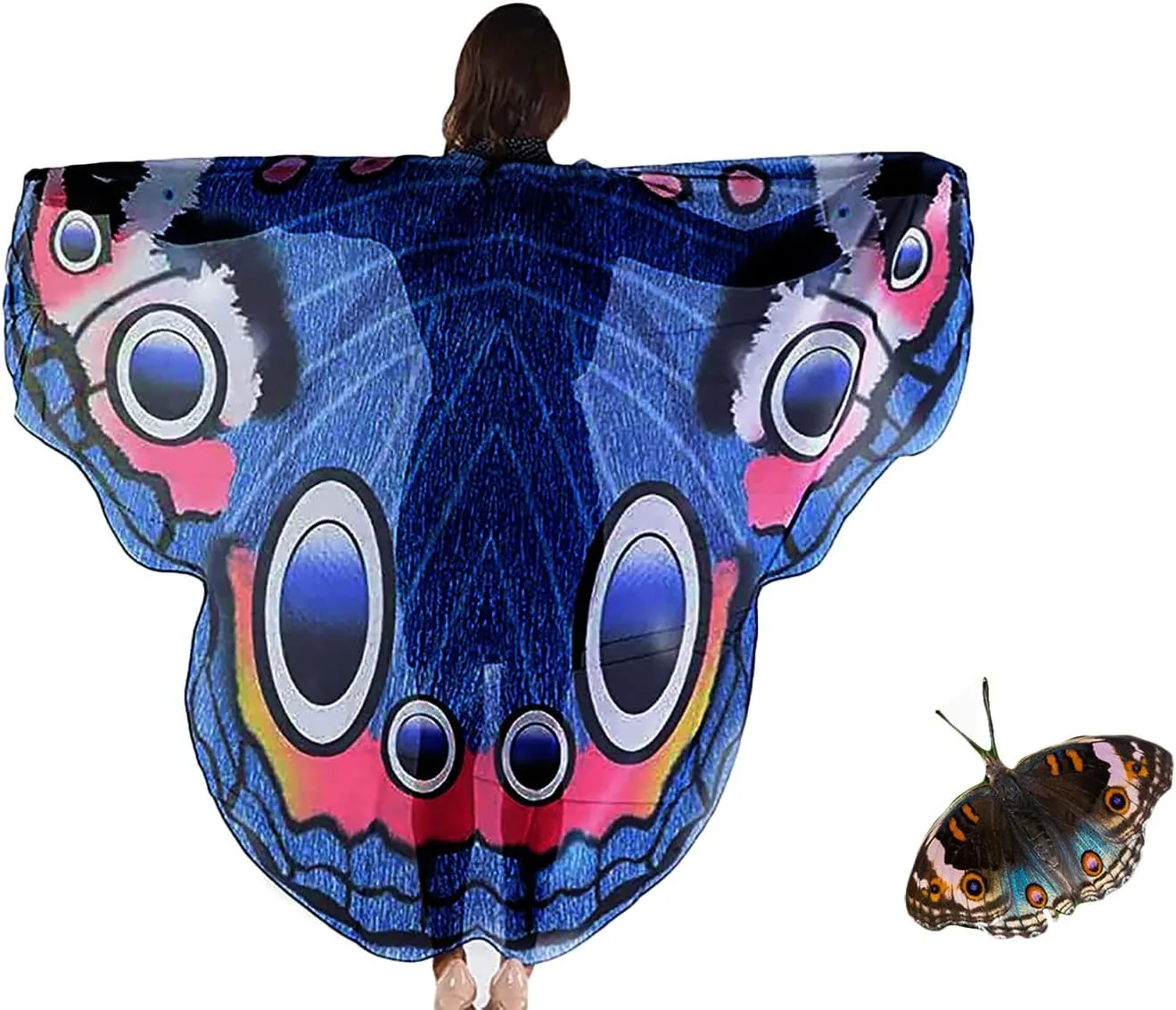 Halloween Butterfly Wings Costume for Women Girls Printed Moth Cape Shawl Wrap Moth Butterfly Cloak