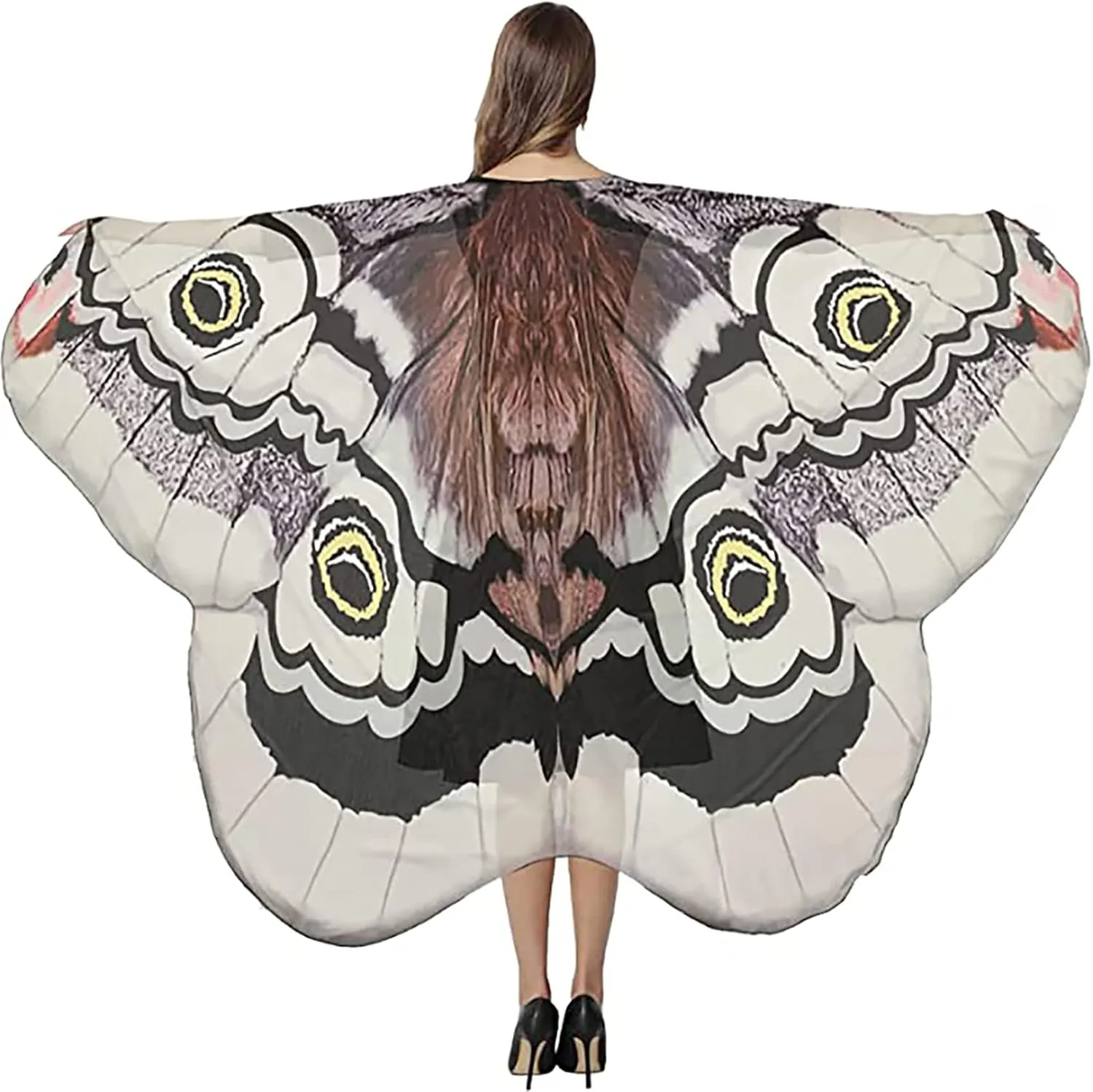 Halloween Butterfly Wings Costume for Women Girls Printed Moth Cape Shawl Wrap Moth Butterfly Cloak