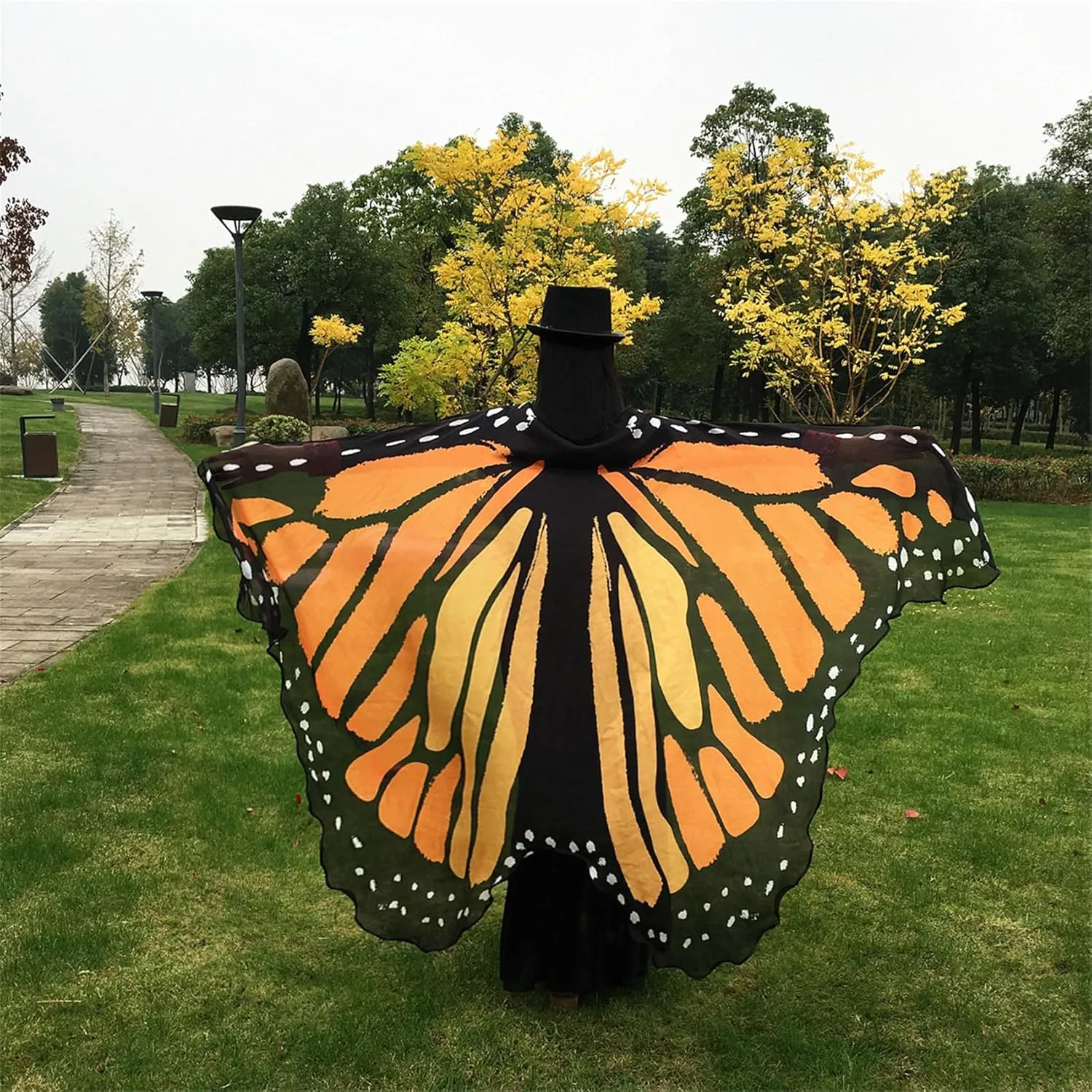 Halloween Butterfly Wings Costume for Women Girls Printed Moth Cape Shawl Wrap Moth Butterfly Cloak