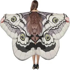 Halloween Butterfly Wings Costume for Women Girls Printed Moth Cape Shawl Wrap Moth Butterfly Cloak