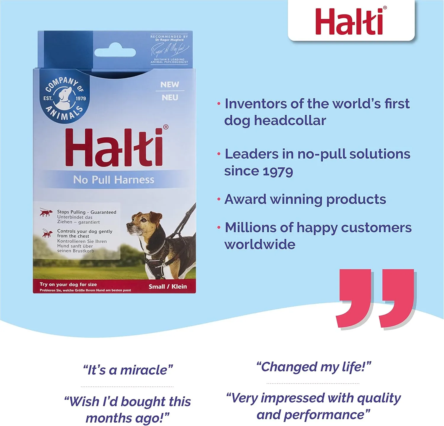 HALTI No Pull Harness - To Stop Your Dog Pulling on the Leash. Adjustable, Lightweight, Reflective Dog Training Harness for Small Dogs (Size S), Neck measurements: (26 - 36 cm/10 - 14 in)