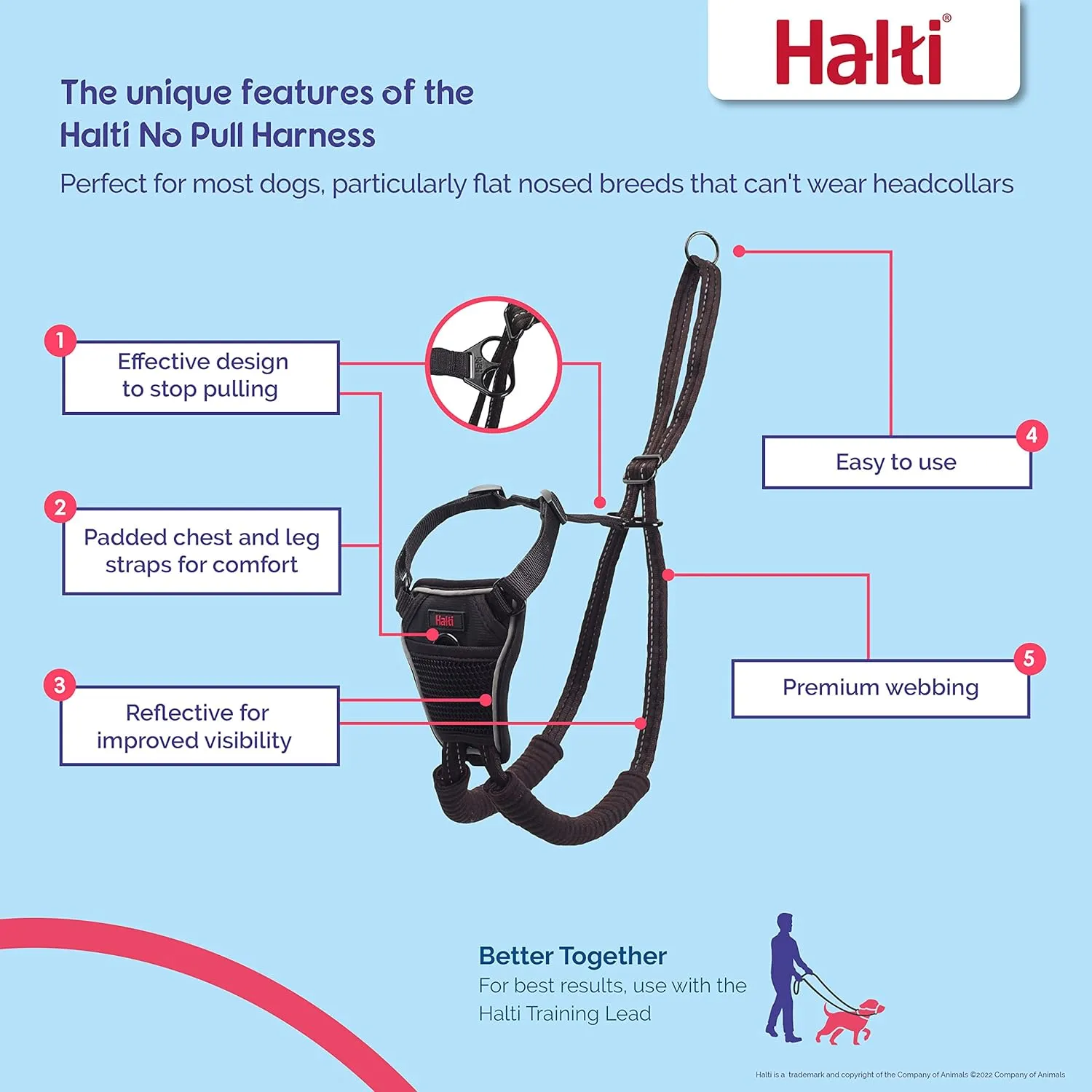 HALTI No Pull Harness - To Stop Your Dog Pulling on the Leash. Adjustable, Lightweight, Reflective Dog Training Harness for Small Dogs (Size S), Neck measurements: (26 - 36 cm/10 - 14 in)
