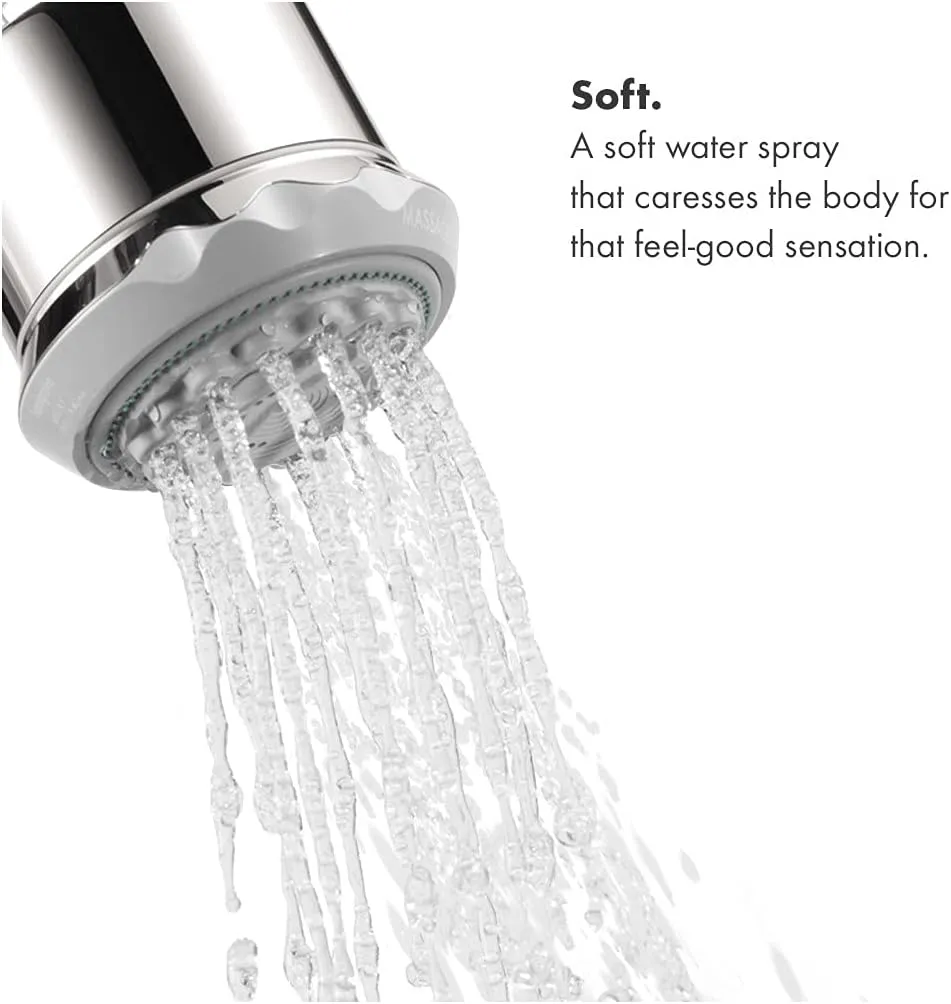 hansgrohe Clubmaster 4-inch Easy Clean Easy Install Showerhead Modern 3-Spray Full, Pulsating Massage, Soft spray with QuickClean in Chrome, 28496001