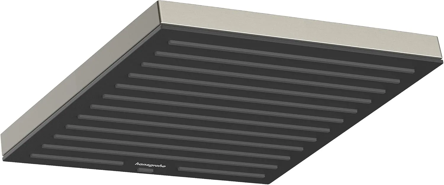 hansgrohe Pulsify E 10-inch Modern Showerhead 1-Spray PowderRain with QuickClean in Brushed Nickel, 24331821