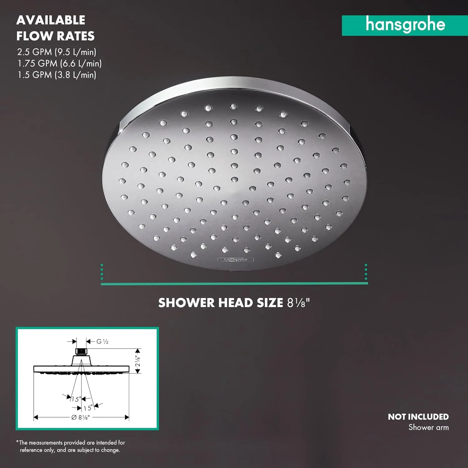 hansgrohe Vernis Blend 8-inch Rain Showerhead 1-Spray Full in Chrome, 2.5 GPM, 26271001