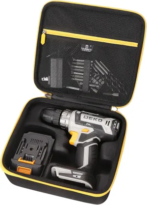 Hard Storage Case for DEKOPRO Power Drill Cordless - Travel Case for 20 Volt Drill Driver Kit(Only Case) (Black)
