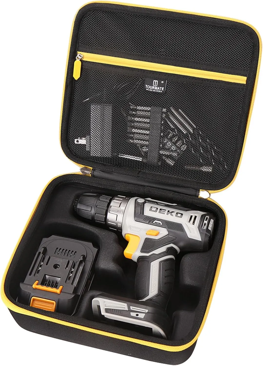 Hard Storage Case for DEKOPRO Power Drill Cordless - Travel Case for 20 Volt Drill Driver Kit(Only Case) (Black)