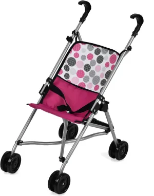 Hauck Pink Dot Umbrella Doll Stroller, Easy to Fold for Storage and/or Travel, Fits Dolls up to 18'