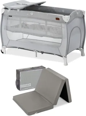 hauck Sleep N Play Center Portable Travel Cot with Foldable Portable Foam Pad for Traveling, Kids, Snooze, Resting, and Indoor Spaces