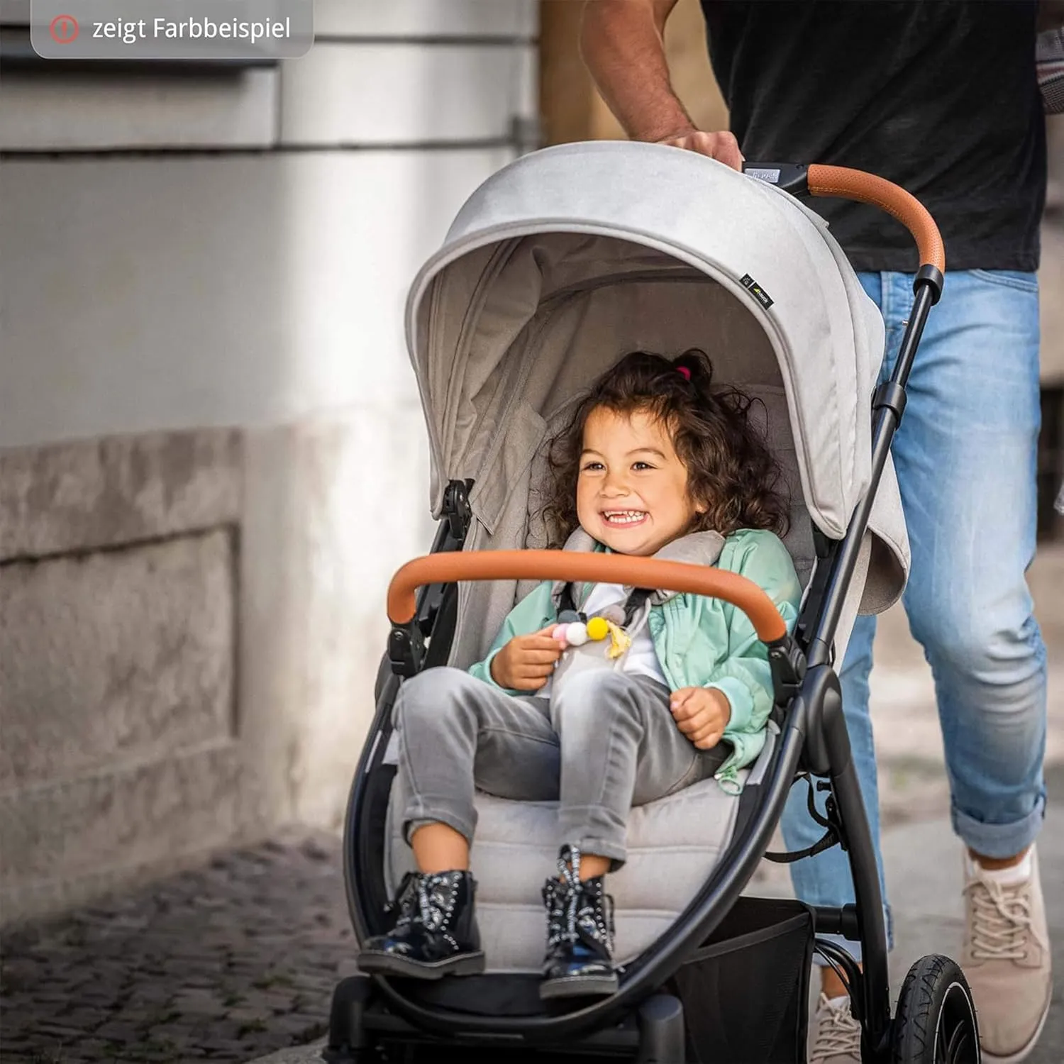 Hauck Uptown Deluxe Stroller - One-Handed Compact Folding, Fully Reclining, Adjustable Height, Cup Holder, Up to 55 lbs. Max Weight - Melange Beige