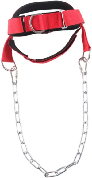 Head Harness for Weight Lifting with Metal Chain for Rugby Player Comfortable Wearing Multipurpose Wide Padded Strap