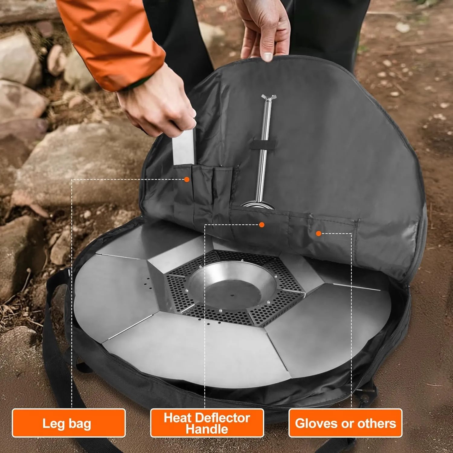 Heat Deflector Carry Bag for Solo Stove Bonfire Heat Deflector, Medium - Portable Fire Pit Bag Compatible with Bonfire Heat Deflector,Storage Case for Travel & Camping,Protective Accessory, Dia: 25.8”