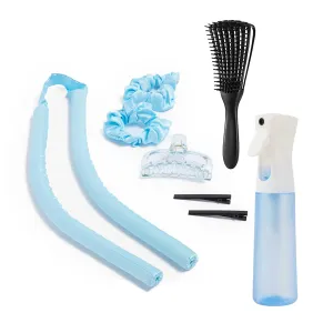 Heatless Hair Roller Headband Curler Soft Foam Overnight DIY No Heat Curls Detangling Brush for All Types Wet or Dry 320ml Ultra Fine Continuous Water Mister Hairstyling 6 Piece Set
