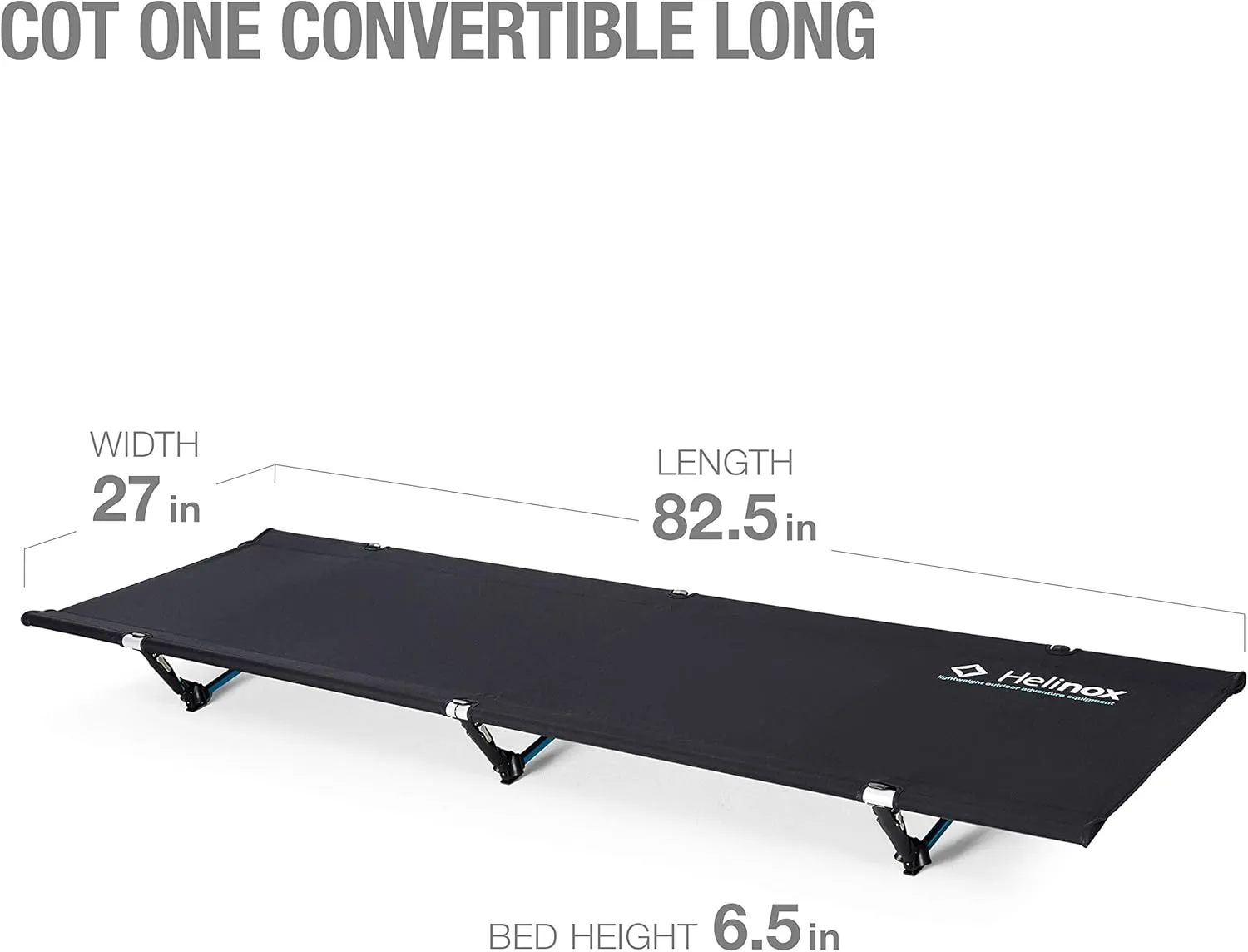 Helinox Cot One Lightweight, Compact, Collapsible, Portable Camping Cot, Long, Black