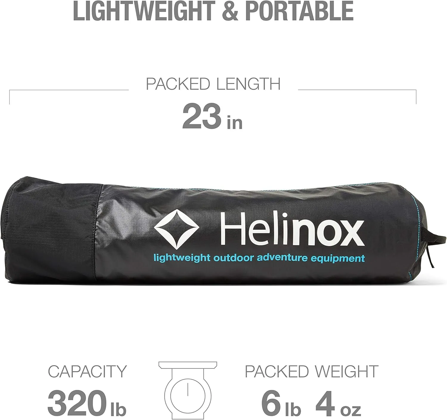 Helinox Cot One Lightweight, Compact, Collapsible, Portable Camping Cot, Long, Black