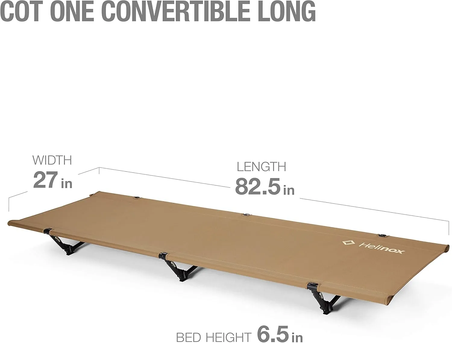 Helinox Cot One Lightweight, Compact, Collapsible, Portable Camping Cot, Long, Coyote Tan