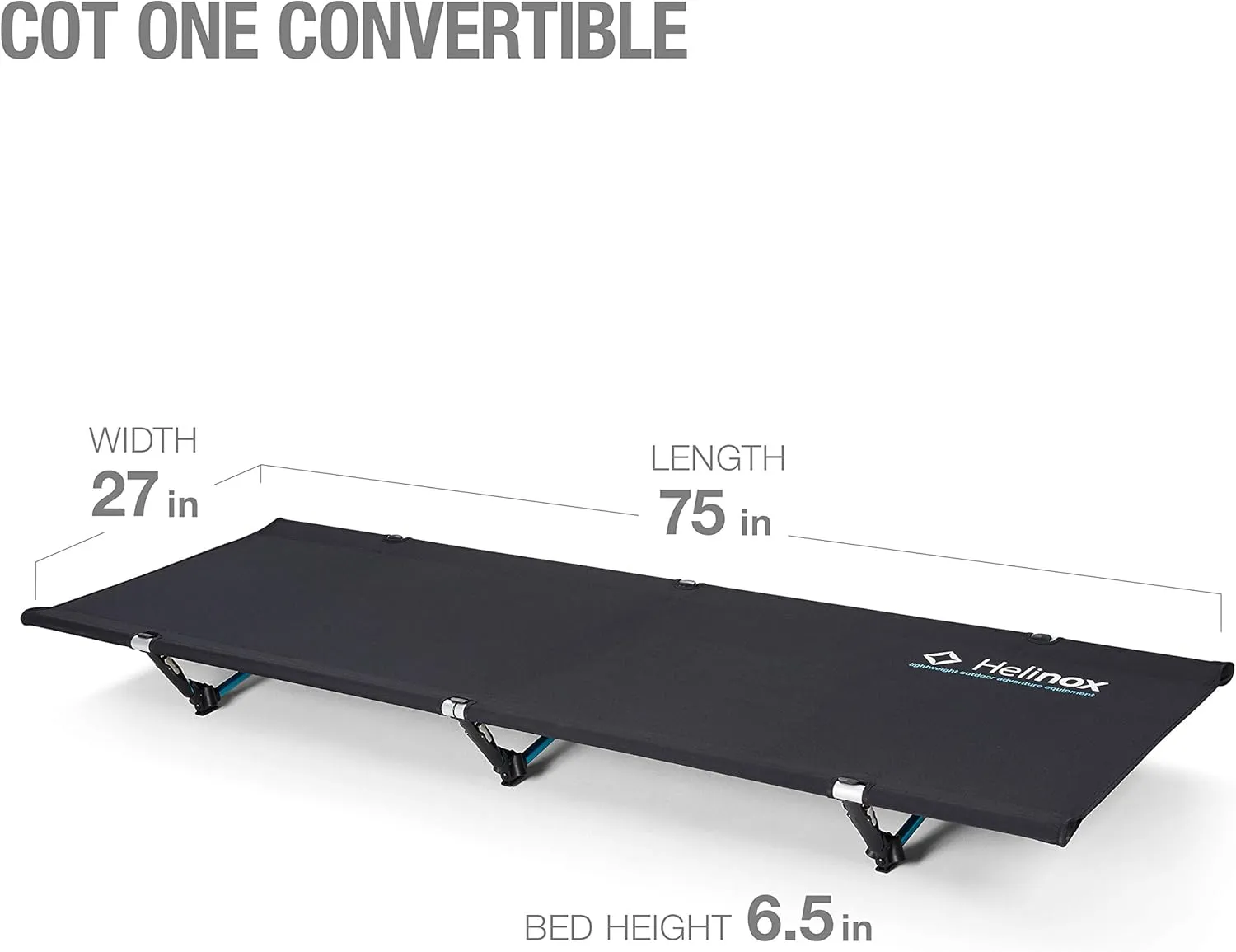 Helinox Cot One Lightweight, Compact, Collapsible, Portable Camping Cot, Regular, Black